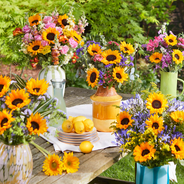 Sunflowers in a yellow vase
