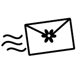 Envelope flying through the air