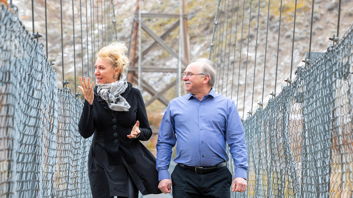 Drumheller Mayor Heather Colberg and local entrepreneur Brian Yanish