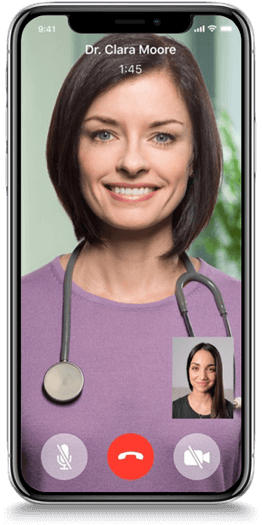 video chatting with a doctor on a mobile device