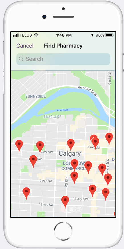 Step 3: Screenshot of a map to find a pharmacy closest to you