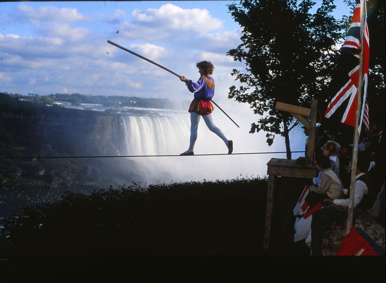 Philippe Petit | as Blondin for film at Niagara Falls