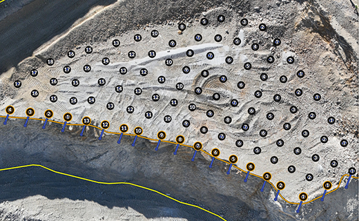 Trimble Mine Insights screen capture showing blast design information