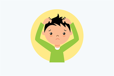 Illustration of boy scratching head