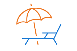 Beach chair with umbrella icon