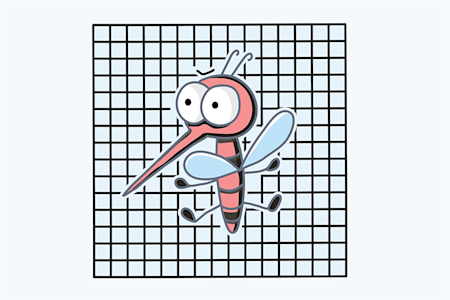 Illustration of mosquito at screen