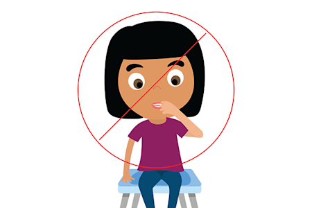 Illustration of do not bite your nails with a young child