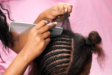 African American hairstyle with hair extension.