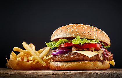 Cheeseburger and fries