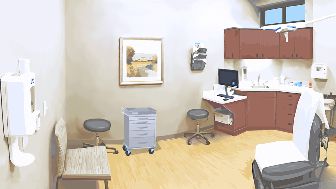 Illustration of exam room, for office optimization