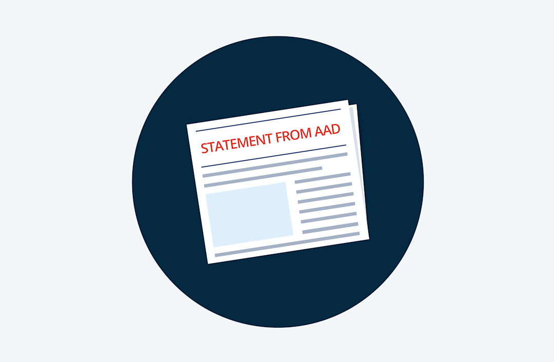 An image announcing a statement from the AAD.