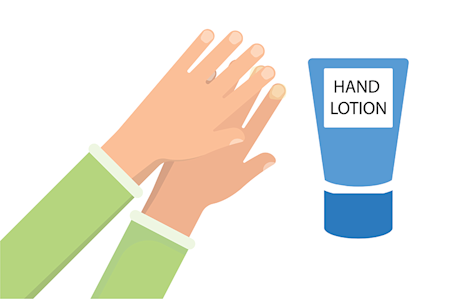 Kid applying hand lotion illustration