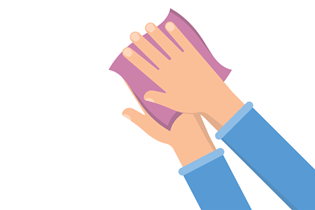 Illustration of hands being dried