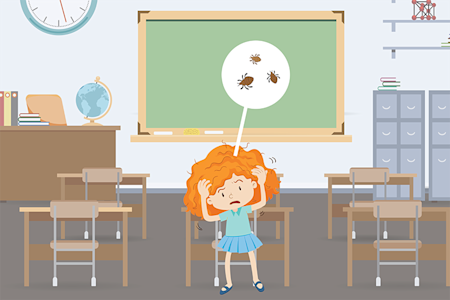 illustration of girl with lice