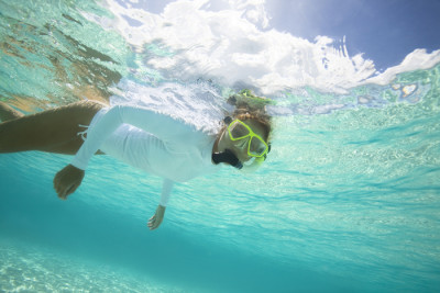 Image of a person snorkeling in the Caribbean