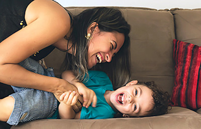 mother and child playing