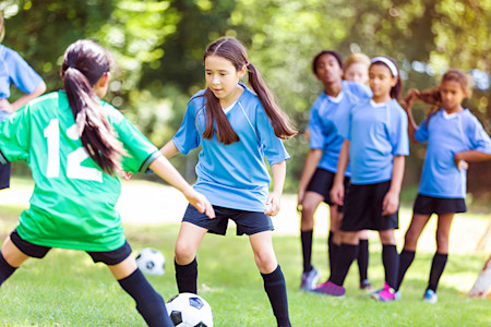 Kids playing soccer