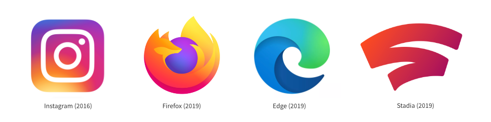 Instagram rebranded its product identity away from pure flat design in 2016. In 2019 multiple companies followed this path.