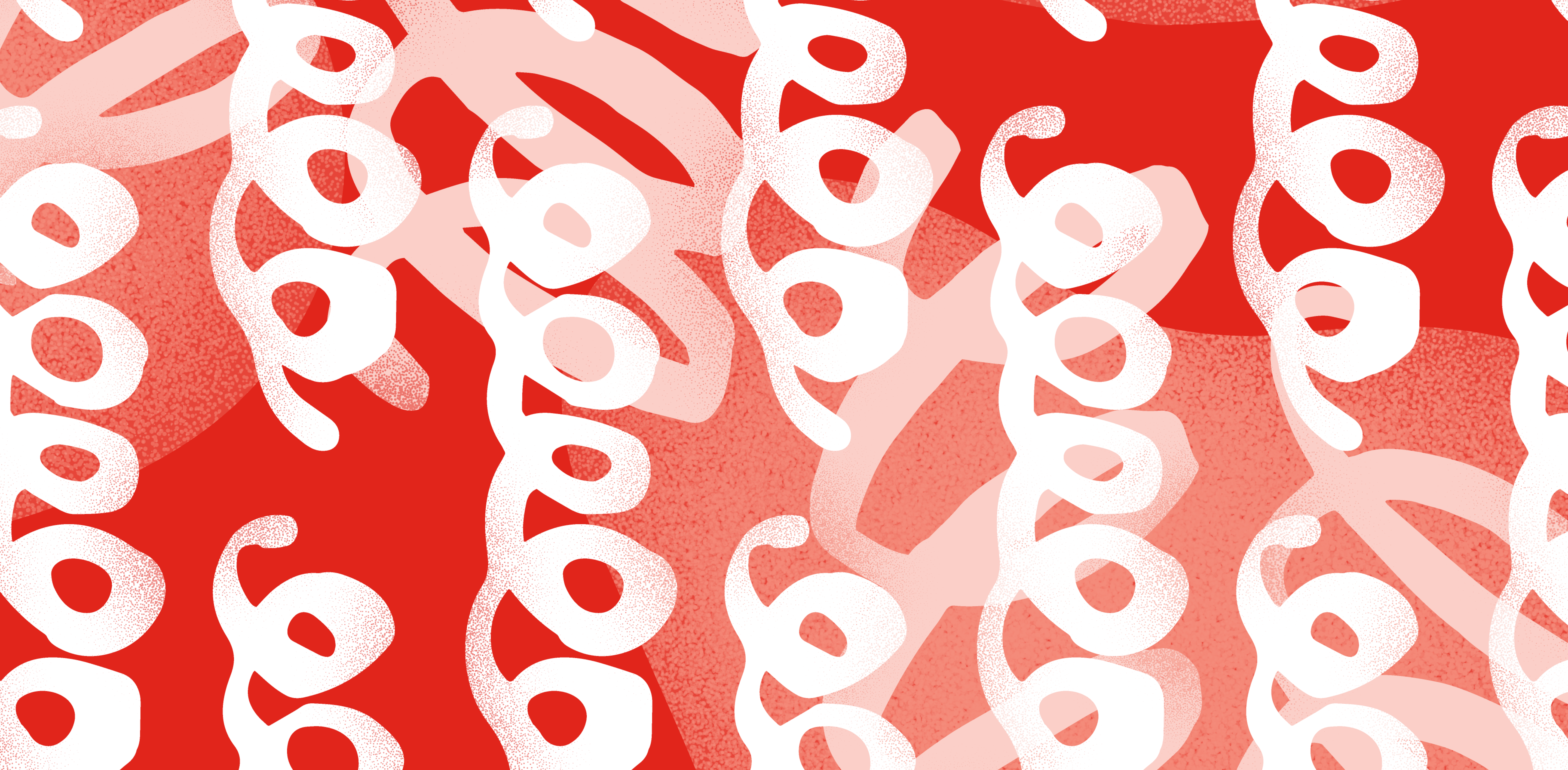 Decorative Lilly pattern of linked molecular structures in red.