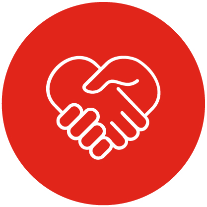Handshake in the shape of a heart