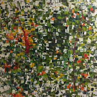 Neue Wege 4, 2019, 100x100 cm, Collage aus alten Bildern Neue Wege 4, 2019, 100x100 cm, Collage aus alten Bildern