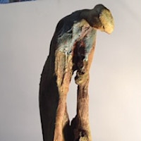 Aufgerichtet, 2017, 100x15 cm, Holz-Beton Aufgerichtet, 2017, 100x15 cm, Holz-Beton