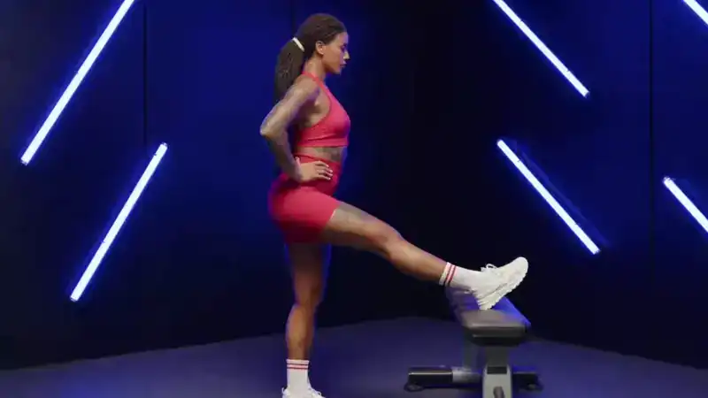 Hamstring stretch on a bench