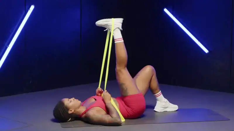 lying hamstring stretch with a band