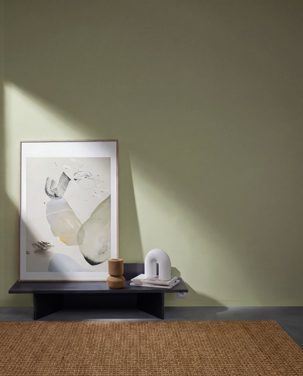 bimu - woonkamer – schilderij - groen – WAC 037 oyster shell - coloramagazine