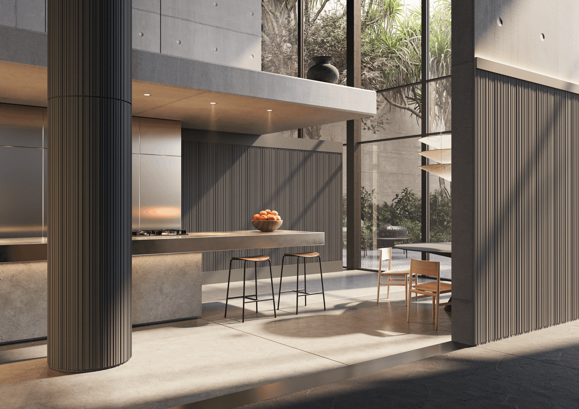 éléments décoratifs - cuisine - nmc - Noël & Marquet - ARSTYL, WALLSTYL - IL10,ALLEGRETTO,FD20s,FL15 - gris - Cuisine, panneaux verticaux, aspect béton