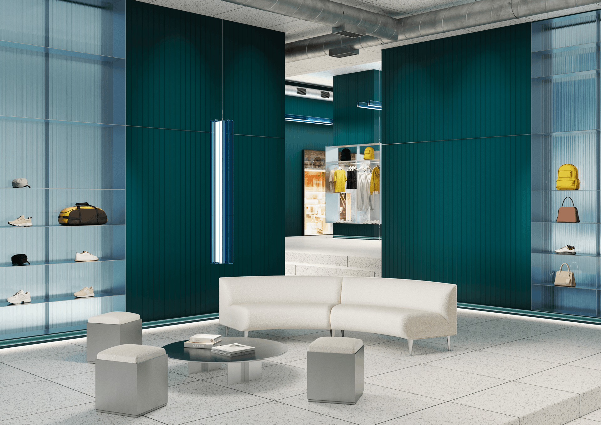 éléments décoratifs - magasin - nmc - Noël & Marquet - WALLSTYL- MEZZALUNA S,MEZZALUNA L,IL14 - vert - Magasin, panneaux verts, vitrines