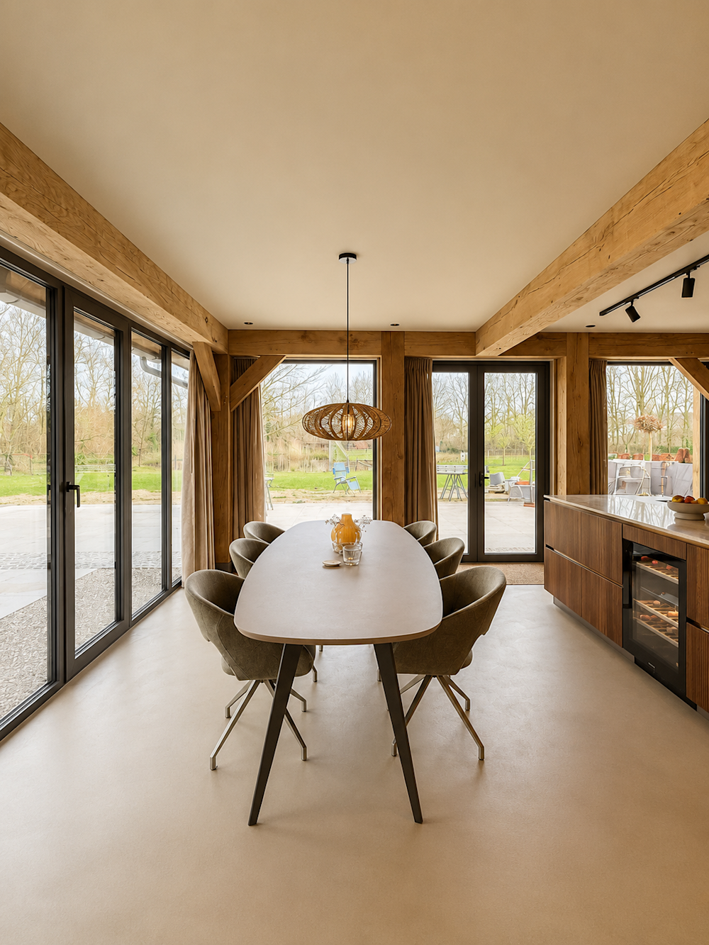 Nederlands Français Interne benaming colora inspiratiebeeld – woonverhaal Veghel – Eethoek met lange tafel – WE M86 Ancient White