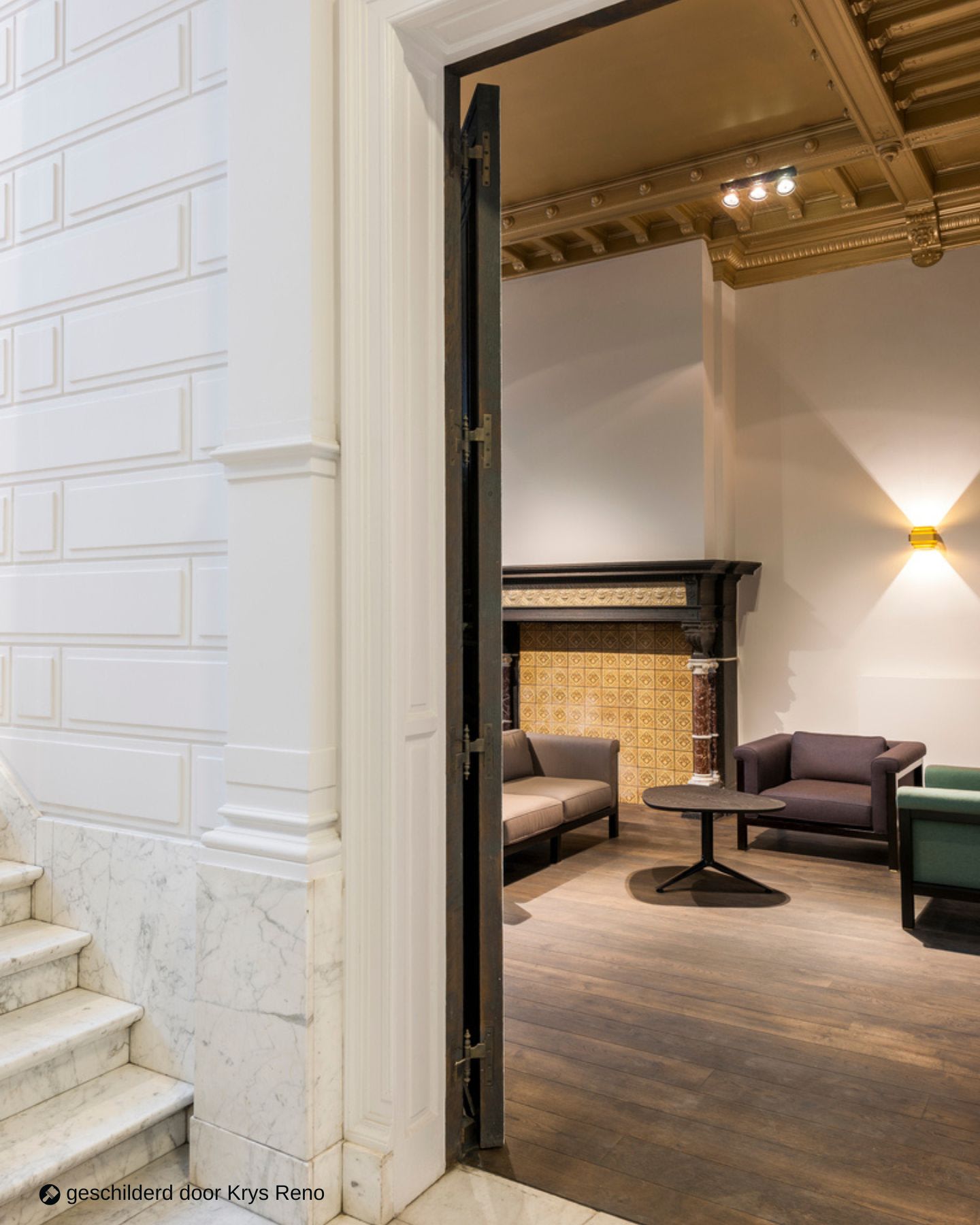 Gouden plafond in Metallic Chic geschilderd door Krys Reno