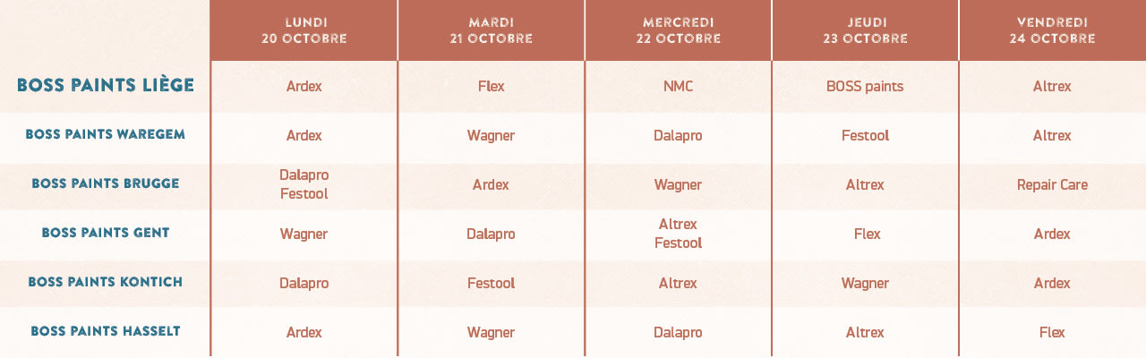 B2B - PaintFest - Breakfast - line-up - tabel FR
