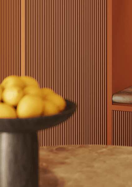 éléments décoratifs - salon - nmc - Noël & Marquet - WALLSTYL - PLISSE S - rouge - orange - Mur en relief, terre cuite, touche chaleureuse