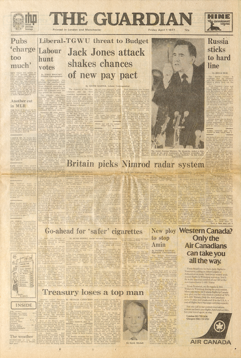 The Guardian Front Page April 1, 1977