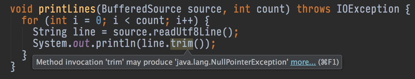 IntelliJ warns about potential NullPointerExceptions