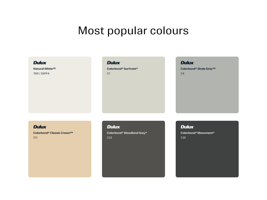 Metalshield Most popular colours