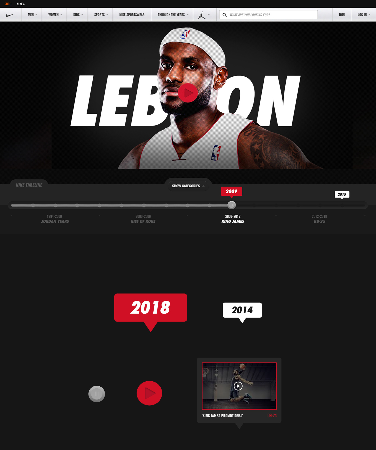 Nike Basketball lebron james website creative design UK
