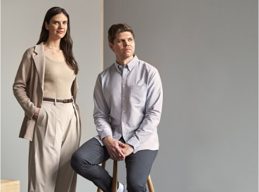 Woman and man, new creators, posing together