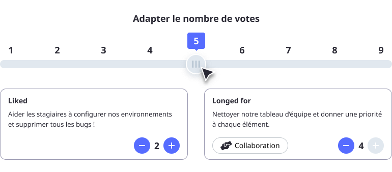 Étape de vote des 4Ls Adapter le nombre de votes de votre rétrospective des 4Ls