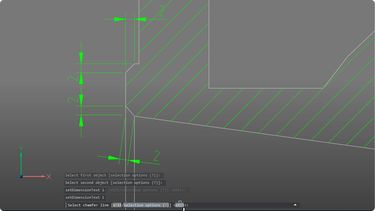 Smart auto-chamfer dimensioning Smart auto-chamfer dimensioning