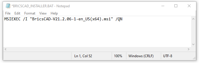 1-BRICSCAD INSTALLER BAT