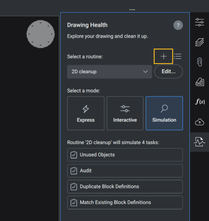 drawing health panel in bricscad v23 new routine