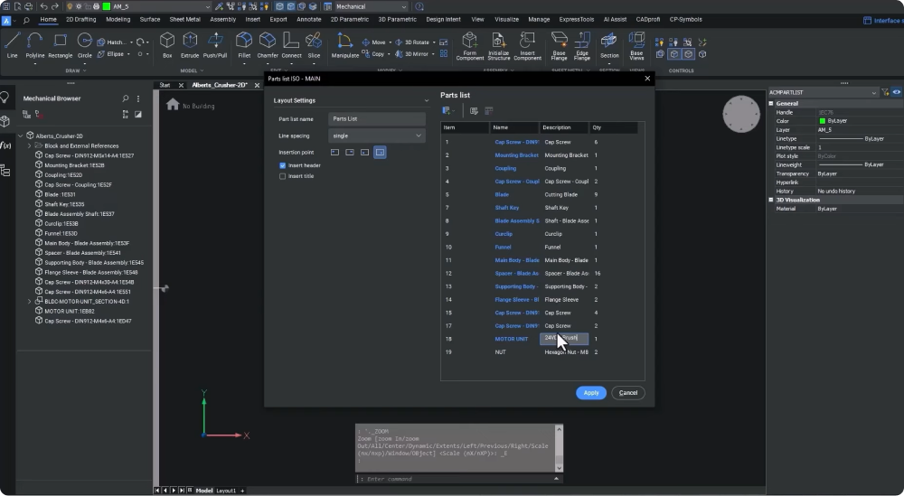 Bauteilreferenz Dialog