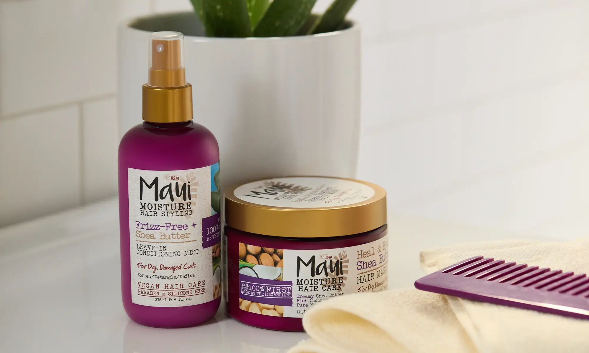 Image featuring Maui Moisture Shea Butter Leave in Conditioning Mist and Hair Mask