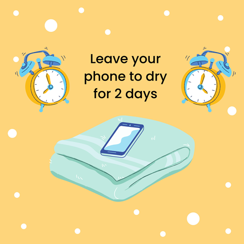 Phone drying on towel
