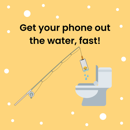 Phone being fished out a toilet
