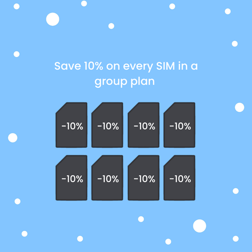 Save 10- on every SIM in a group plan