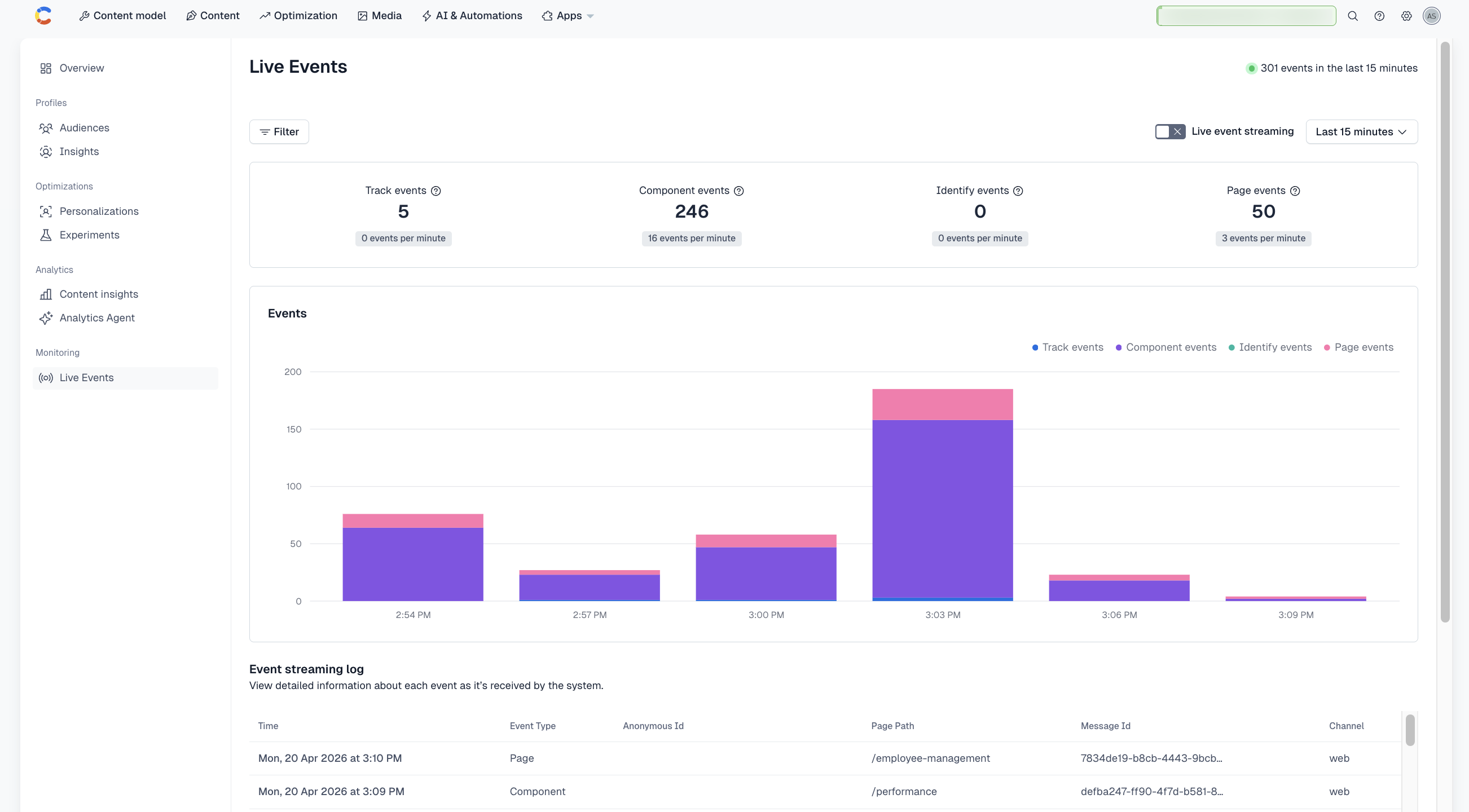 Personalization: Live Events
